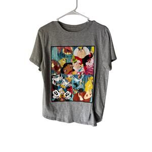 Disney 100 Gray Character‎ Collage Graphic Tee Size XL Mickey Lilo Stitch